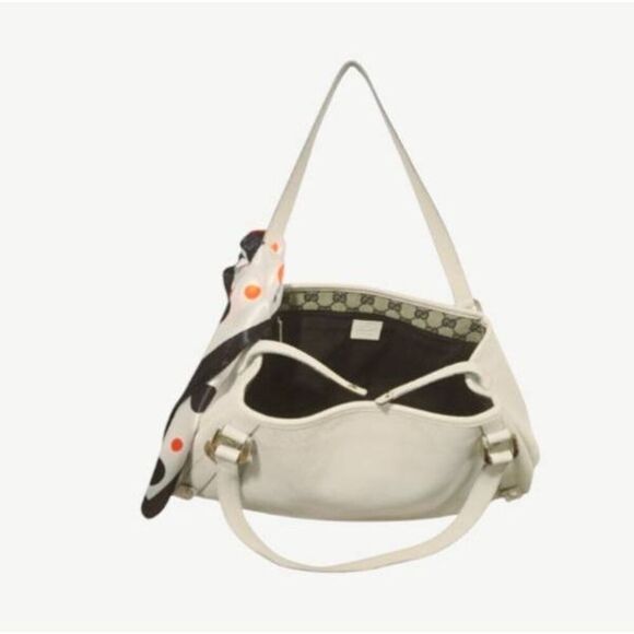 Gucci Women's Abbey D Ring Handbag Canvas Leather Shoulder Bag White - Picture 2 of 12